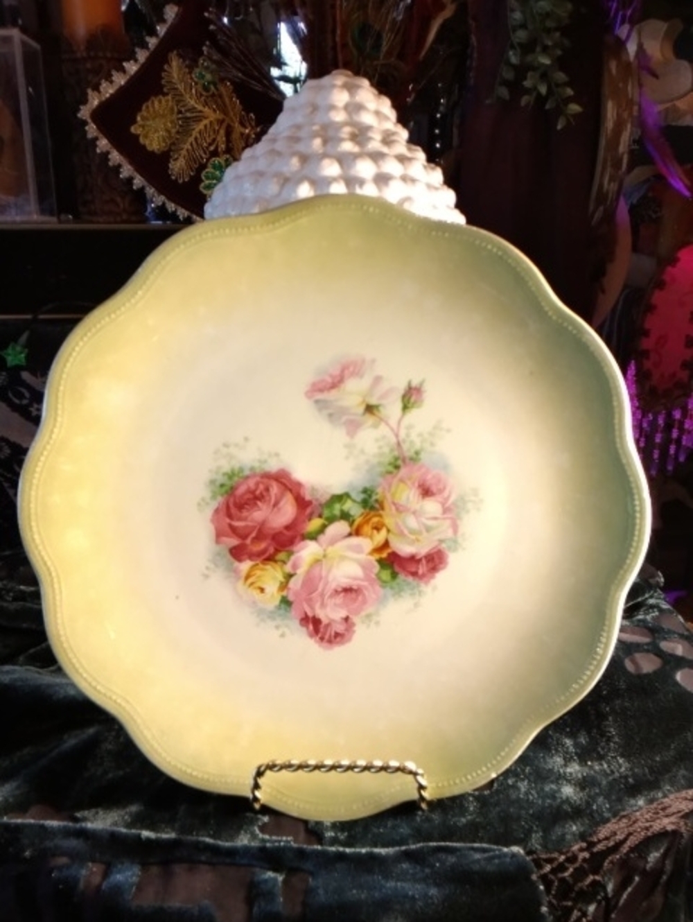 Vintage W.S. George "Ines" Porcelain Decorative Scalloped Bowl / Plate C. 1920s